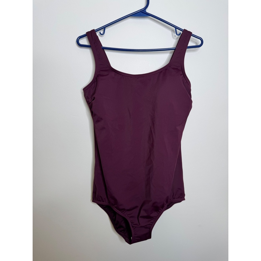 Lands' End One Piece Swimsuit Womens 12 Purple Like New Scoop Back Solid